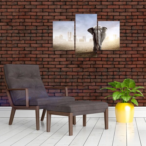 Slika - Sloni v velikem mestu (90x60 cm)