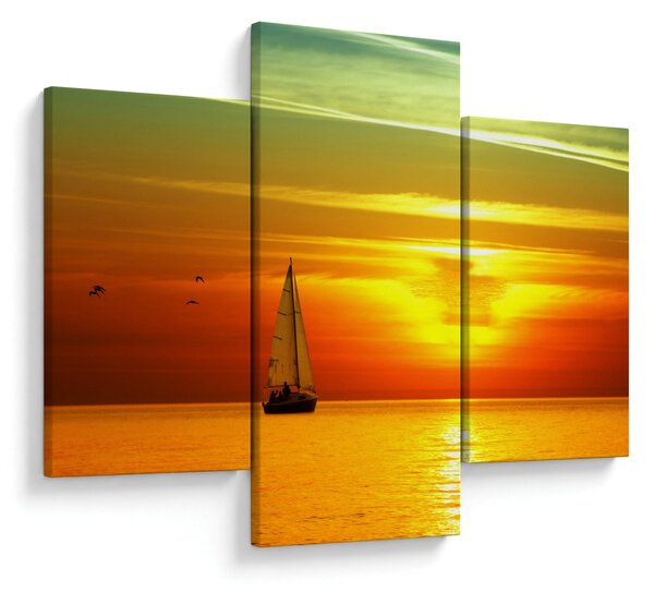 Slika zalaska sunca s jahtom (90x60 cm)