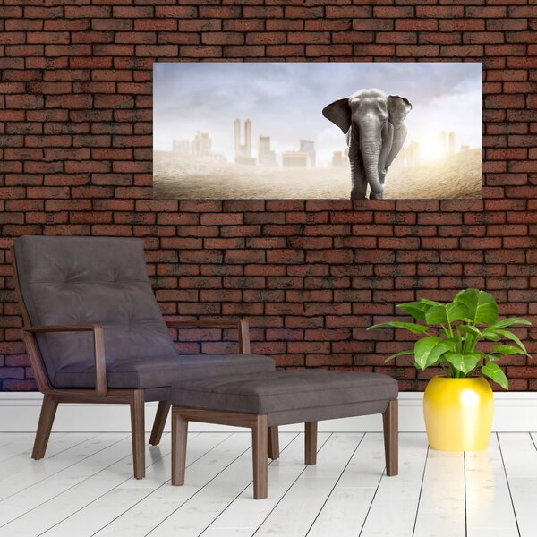 Slika - Sloni v velikem mestu (120x50 cm)
