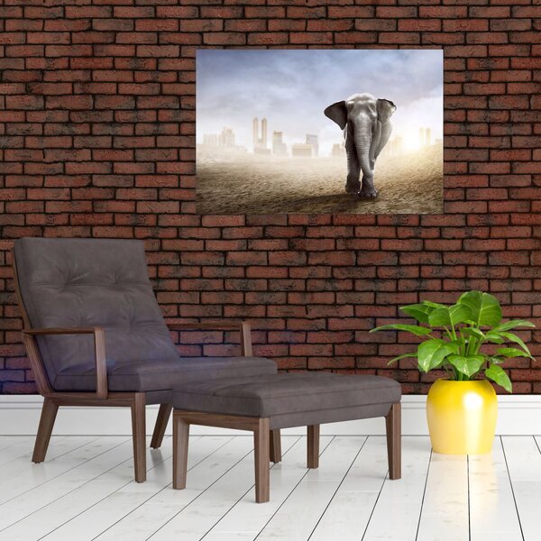 Slika - Sloni v velikem mestu (90x60 cm)