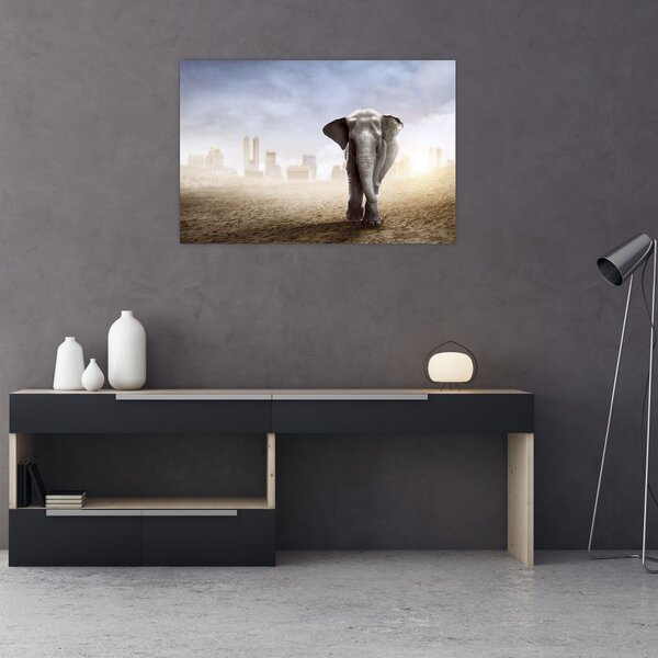 Slika - Sloni v velikem mestu (90x60 cm)