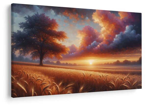 Slika – Zalazak sunca na polju (90x60 cm)