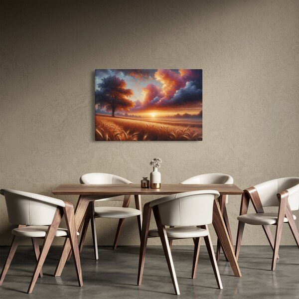 Slika – Zalazak sunca na polju (90x60 cm)