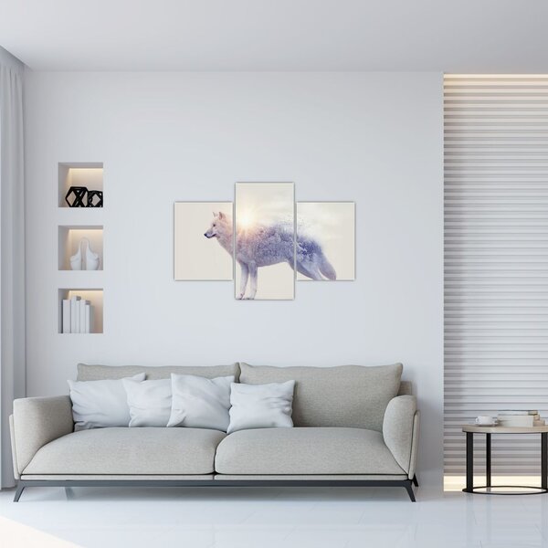 Slika - Arktični volk zrcali divjo pokrajino (90x60 cm)
