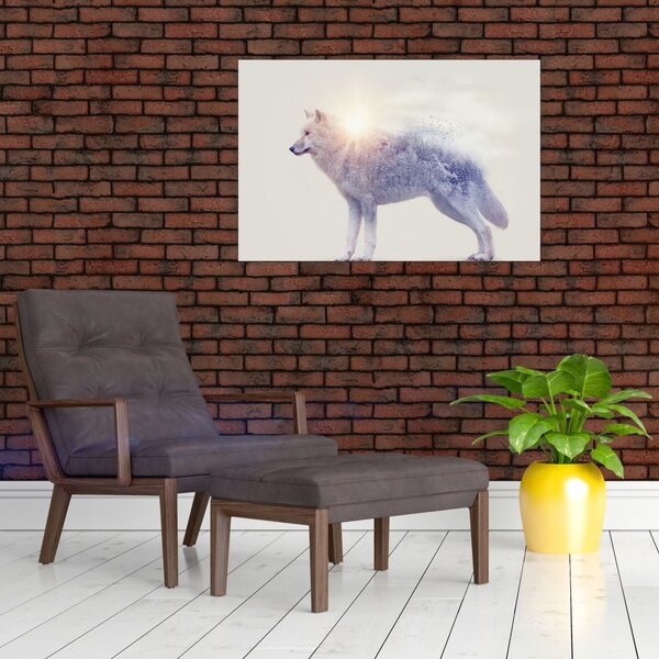 Slika - Arktični volk zrcali divjo pokrajino (90x60 cm)