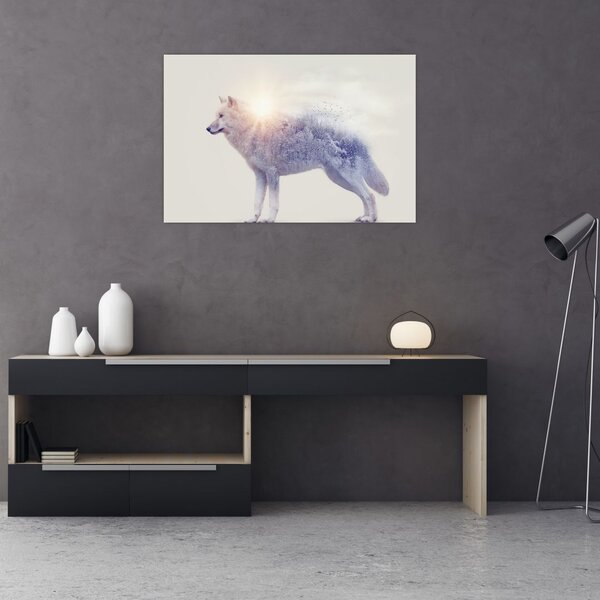 Slika - Arktični volk zrcali divjo pokrajino (90x60 cm)
