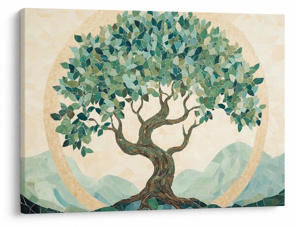 Slika – Elegantna mozaika s drvetom (70x50 cm)