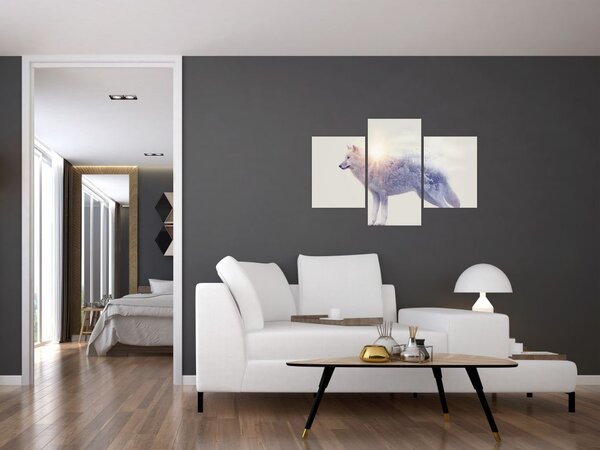 Slika - Arktični volk zrcali divjo pokrajino (90x60 cm)