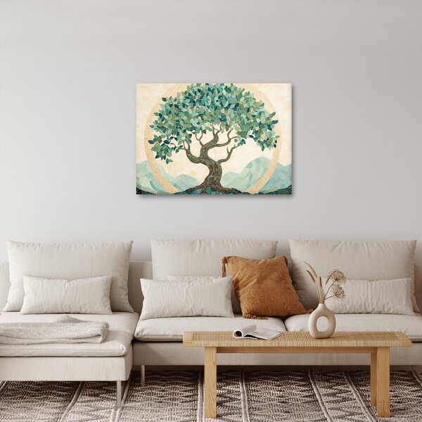 Slika – Elegantna mozaika s drvetom (70x50 cm)