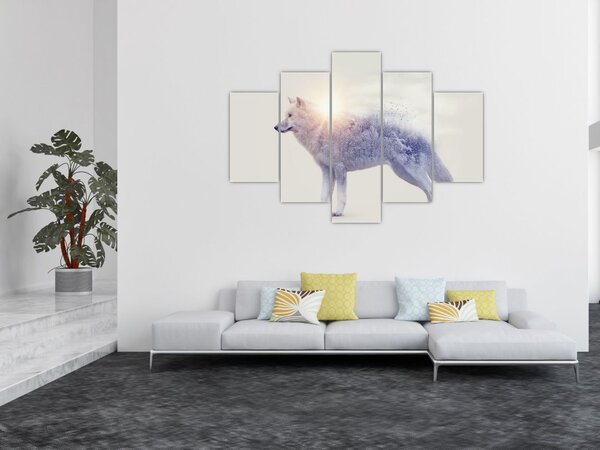 Slika - Arktični volk zrcali divjo pokrajino (150x105 cm)