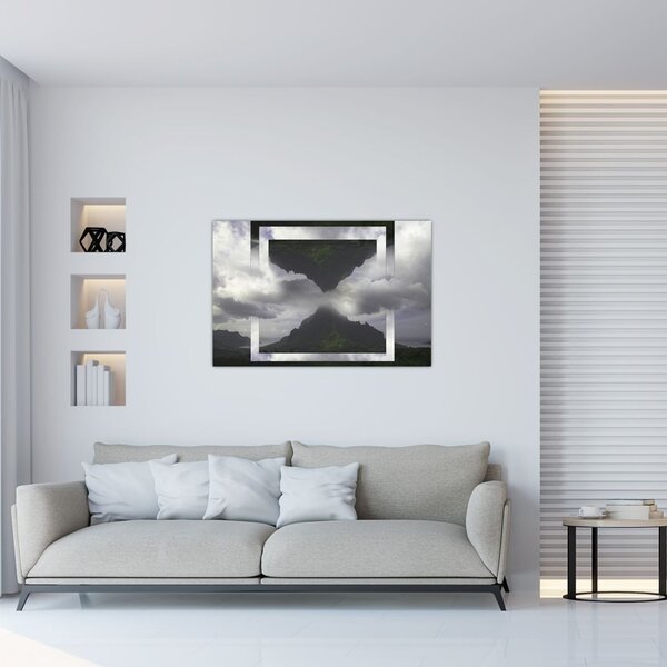 Slika - Gore na Islandiji, geometrijski kolaž (90x60 cm)