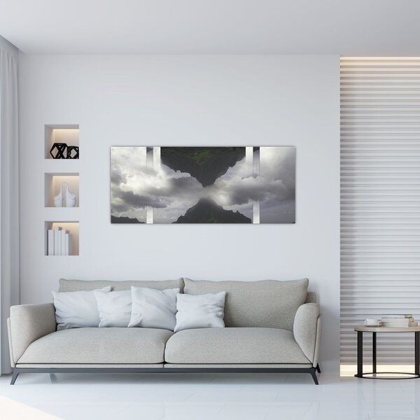 Slika - Gore na Islandiji, geometrijski kolaž (120x50 cm)