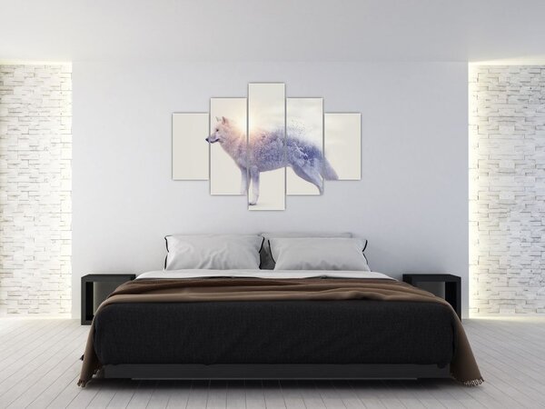 Slika - Arktični volk zrcali divjo pokrajino (150x105 cm)