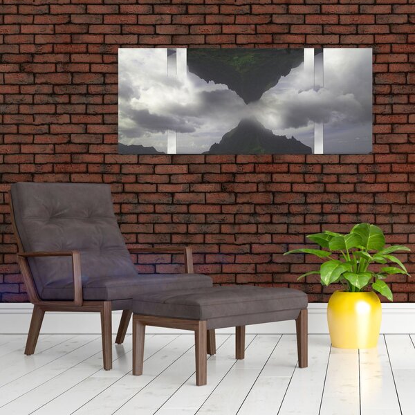Slika - Gore na Islandiji, geometrijski kolaž (120x50 cm)