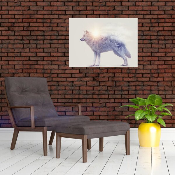 Slika - Arktični volk zrcali divjo pokrajino (70x50 cm)
