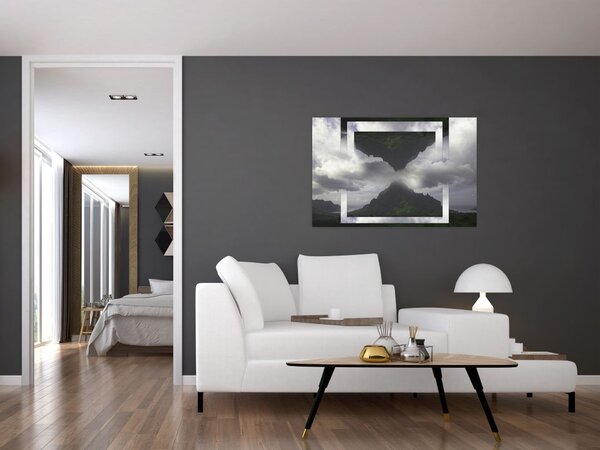Slika - Gore na Islandiji, geometrijski kolaž (90x60 cm)