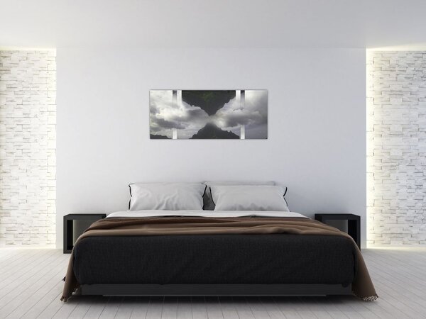Slika - Gore na Islandiji, geometrijski kolaž (120x50 cm)