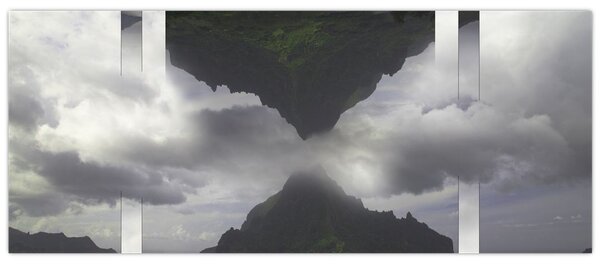 Slika - Gore na Islandiji, geometrijski kolaž (120x50 cm)