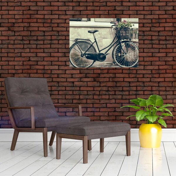 Slika - Staro kolo z rožami (70x50 cm)