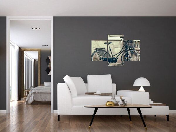 Slika - Staro kolo z rožami (90x60 cm)