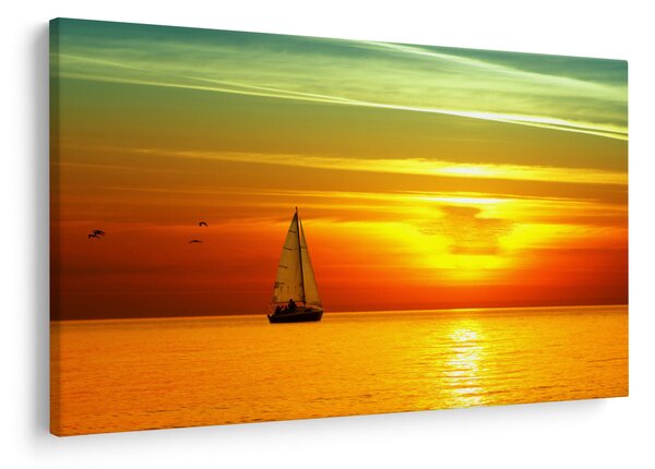 Slika zalaska sunca s jahtom (90x60 cm)