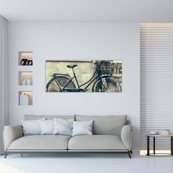 Slika - Staro kolo z rožami (120x50 cm)