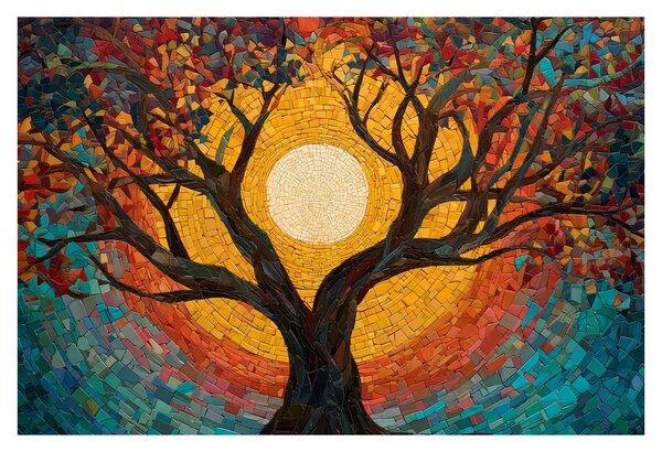 Slika - Sunce u krošnji stabla života (90x60 cm)