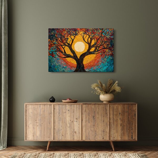 Slika - Sunce u krošnji stabla života (90x60 cm)