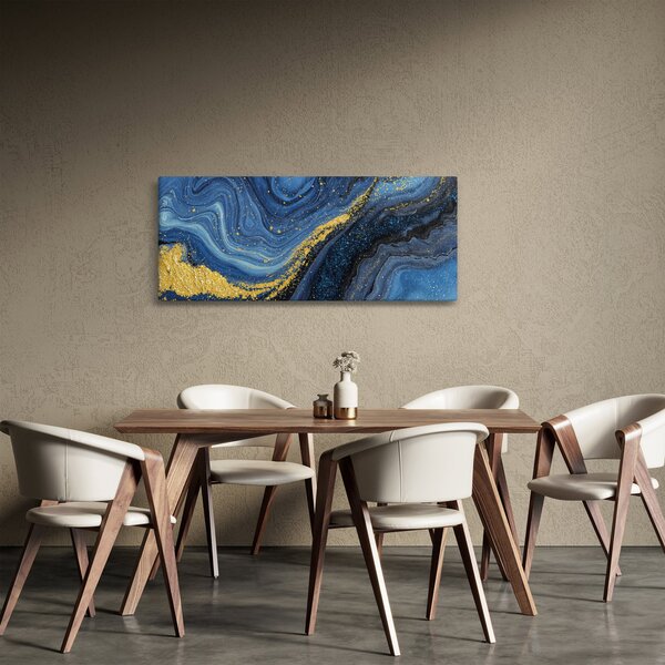 Slika - Plavo-zlatna apstrakcija (120x50 cm)