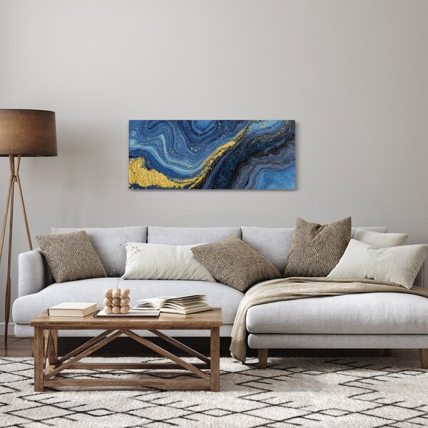 Slika - Plavo-zlatna apstrakcija (120x50 cm)
