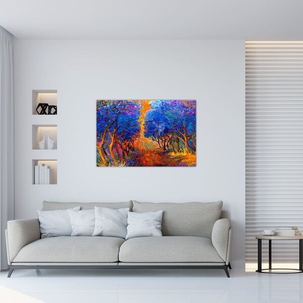 Slika - Jesenske krošnje dreves, moderni impresionizem (90x60 cm)