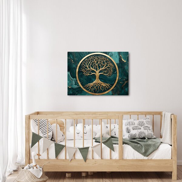 Slika – Zlatno drvo života u mramoru (70x50 cm)