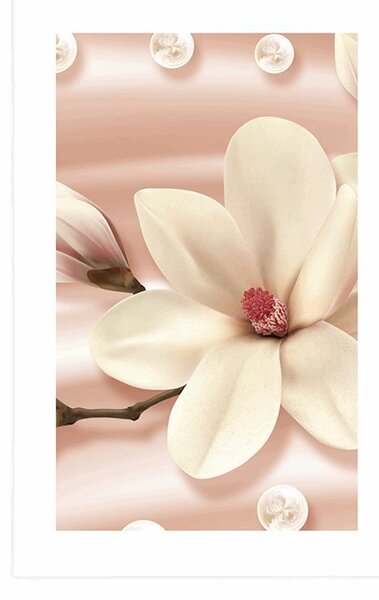 Plakat s paspartuom luksuzna magnolija s biserima