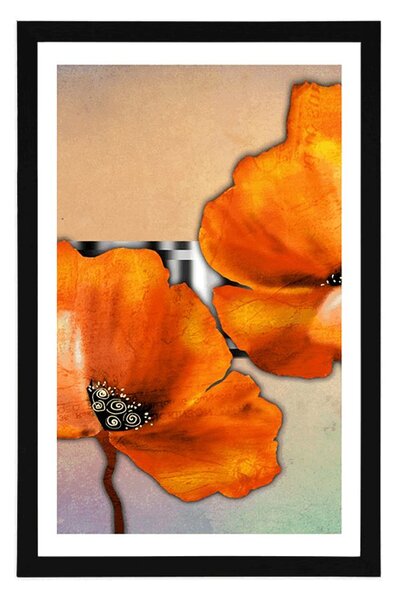 Plakat s paspartuom cvjetovi u orijentalnom stilu