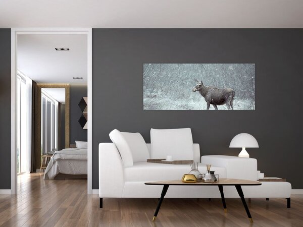Slika - Los v zasneženem gozdu (120x50 cm)