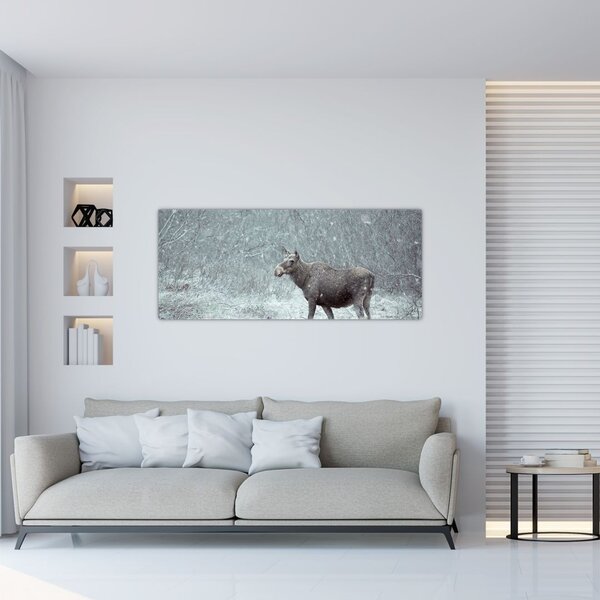 Slika - Los v zasneženem gozdu (120x50 cm)