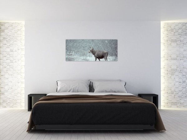 Slika - Los v zasneženem gozdu (120x50 cm)