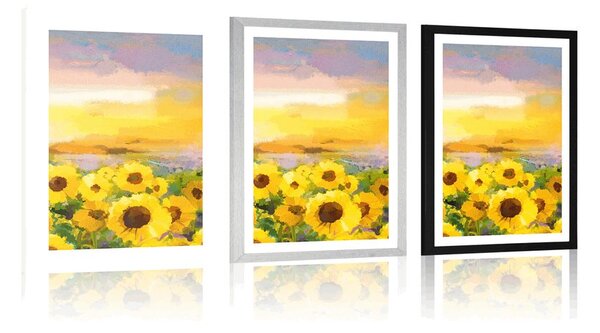 Plakat s paspartuom polje suncokreta