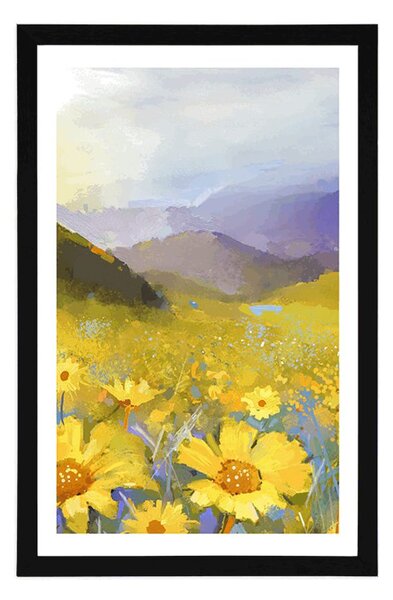 Plakat s paspartuom polje puno tratinčica