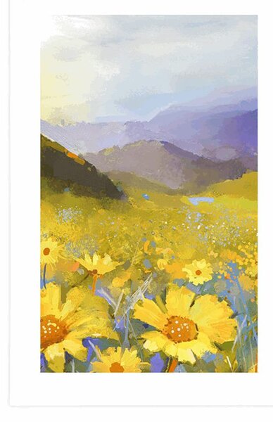 Plakat s paspartuom polje puno tratinčica