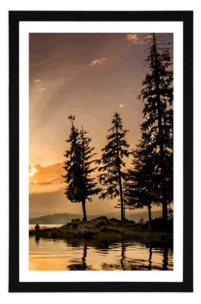 Plakat s paspartuom planinsko jezero