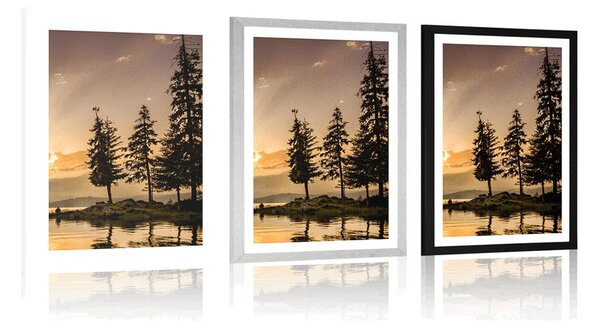 Plakat s paspartuom planinsko jezero