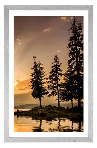 Plakat s paspartuom planinsko jezero