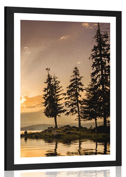 Plakat s paspartuom planinsko jezero