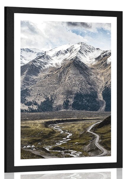 Plakat s paspartuom prekrasna planinska panorama