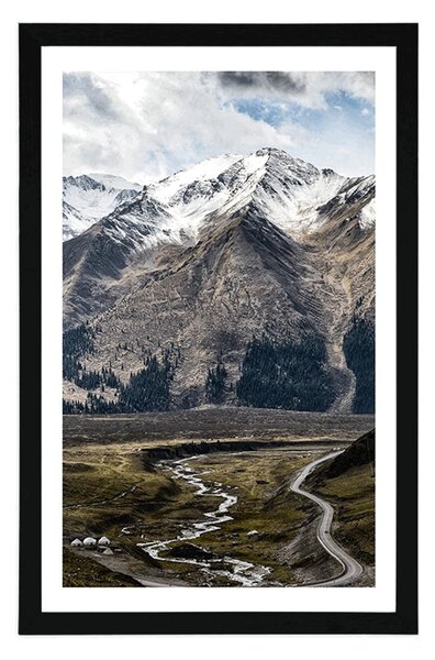 Plakat s paspartuom prekrasna planinska panorama