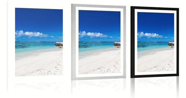 Plakat s paspartuom plaža Anse Source