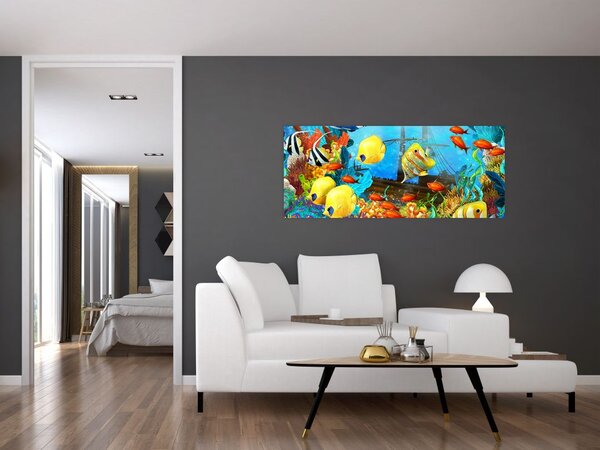 Slika - Barvit koralni greben (120x50 cm)