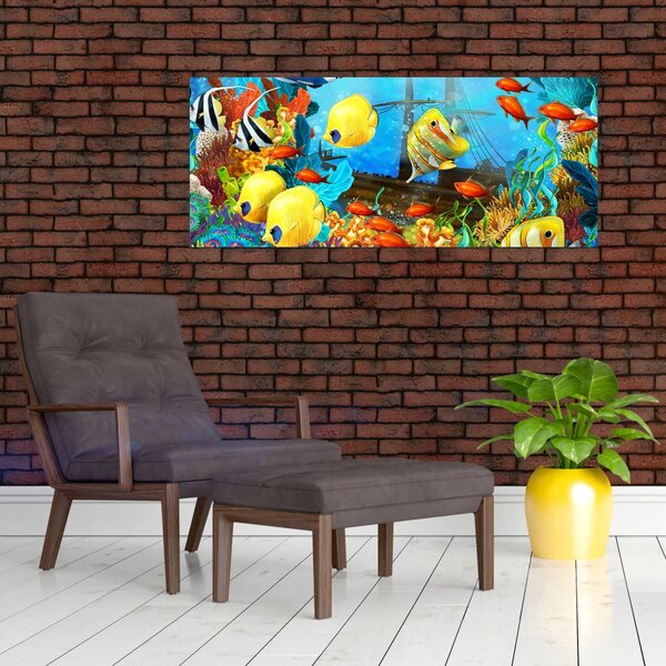 Slika - Barvit koralni greben (120x50 cm)