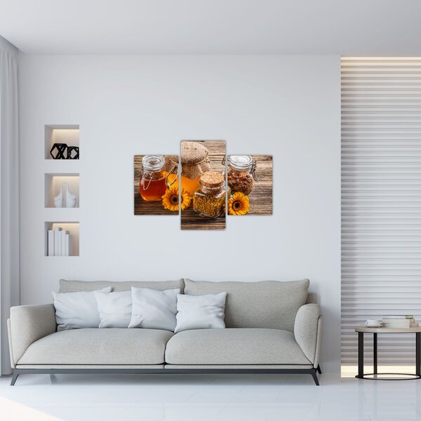 Slika - Tihožitje s kozarci za med (90x60 cm)